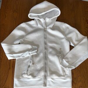 ADIDAS BY STELLA MCCARTNEY IVORY FULL ZIP UP‎ SCUBA HOODIE ZIP POCKETS WOMENS S